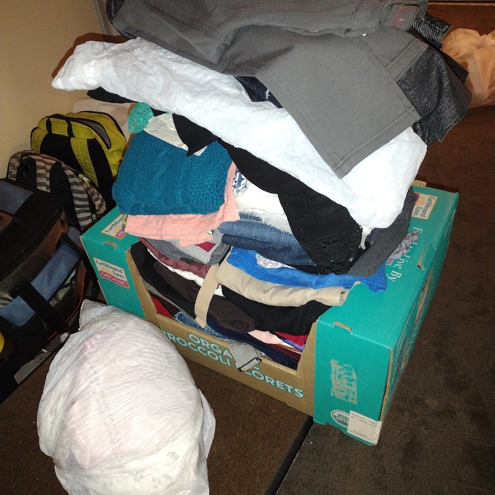 A whole box of girls clothes name brand